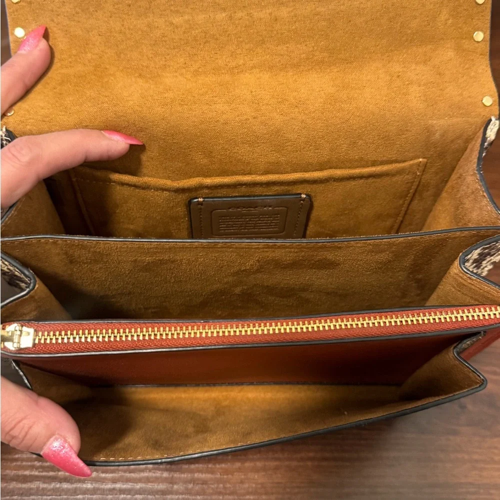 Coach Black and Tan Crossbody Bag with Gold Accents - Picture 3 of 5